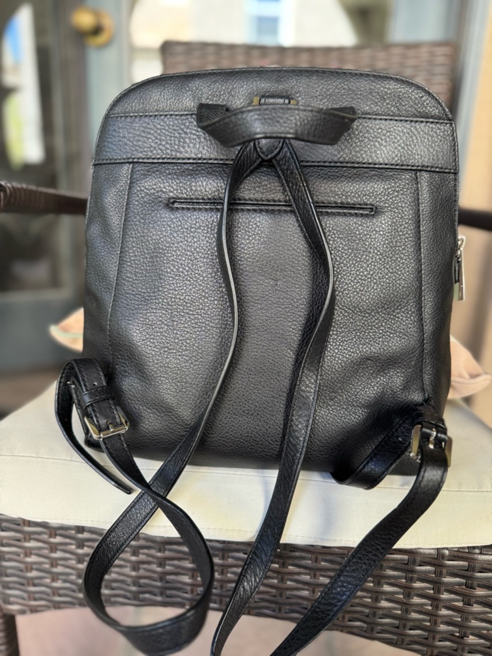Michael Kors Black Pebbled Leather Backpack with Silver Hardware - Picture 4 of 13